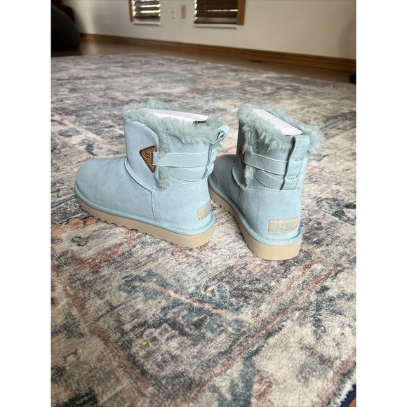 UGG Boots Womens Sz 6 Urchin Flex Bailey Mini Suede Shearling Baby Blue Wool New - Picture 13 of 15